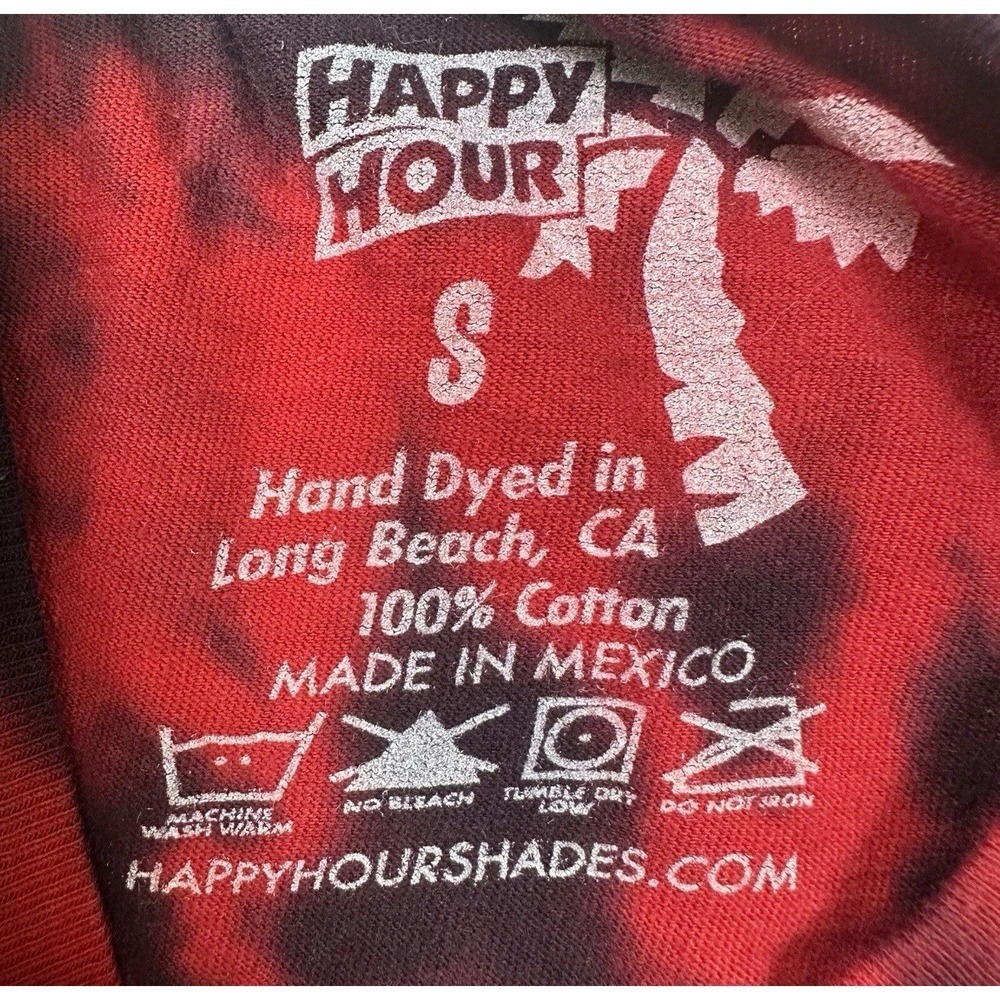 Happy Hour Shades Tie-Dye Graphic T-Shirt Cool Black Red Size M Logo 100% Cotton - Picture 5 of 7